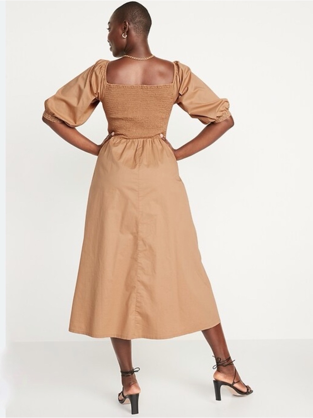 Old Navy Off Shoulder Smocked Poplin Cotton Midi Dress - Picture 15 of 16
